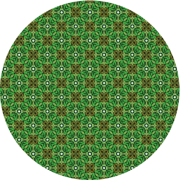 Square Machine Washable Transitional Dark Forest Green Rug in a Living Room, wshpat2693grn