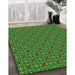 Patterned Dark Forest Green Rug in Family Room, pat2693grn