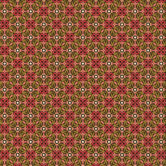 Round Patterned Orange Rug, pat2693org