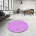 Round Patterned Violet Purple Rug in a Office, pat2694pur