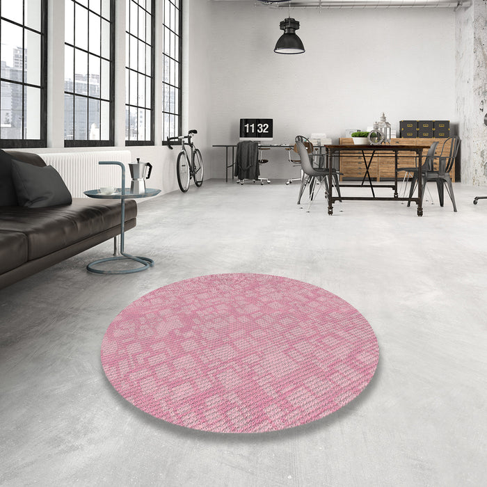 Round Patterned Light Pink Novelty Rug in a Office, pat2694