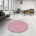 Round Patterned Light Pink Novelty Rug in a Office, pat2694