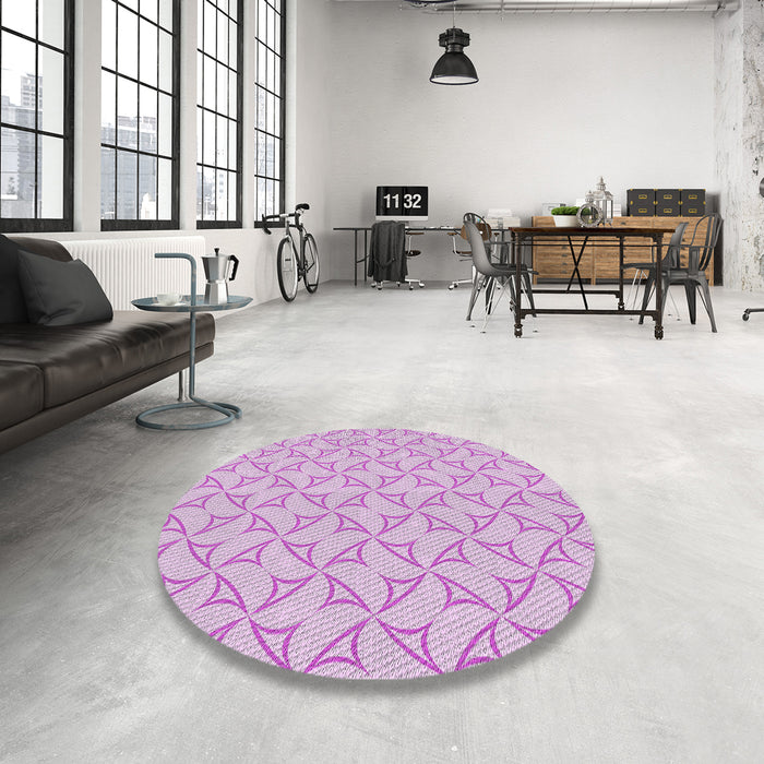 Round Patterned Blossom Pink Novelty Rug in a Office, pat2695