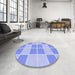 Round Patterned Sky Blue Rug in a Office, pat2696blu