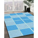 Machine Washable Transitional Deep Sky Blue Rug in a Family Room, wshpat2696lblu