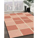 Patterned Bright Orange Rug in Family Room, pat2696org