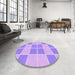 Round Patterned Mauve Purple Rug in a Office, pat2696pur