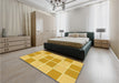 Patterned Bright Gold Yellow Rug in a Bedroom, pat2696yw