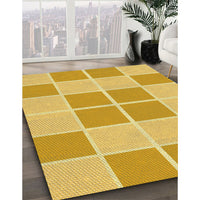 Patterned Bright Gold Yellow Rug, pat2696yw