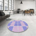 Round Patterned Pale Lilac Purple Novelty Rug in a Office, pat2696