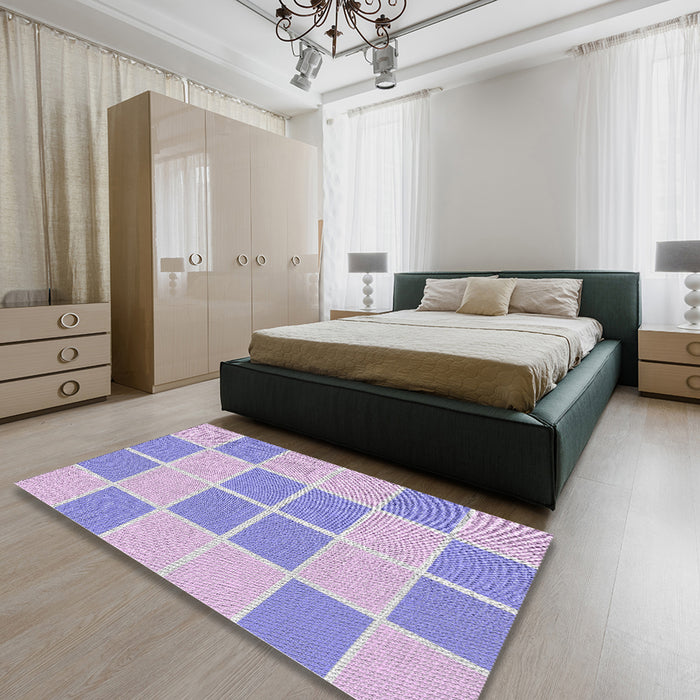 Machine Washable Transitional Pale Lilac Purple Rug in a Bedroom, wshpat2696