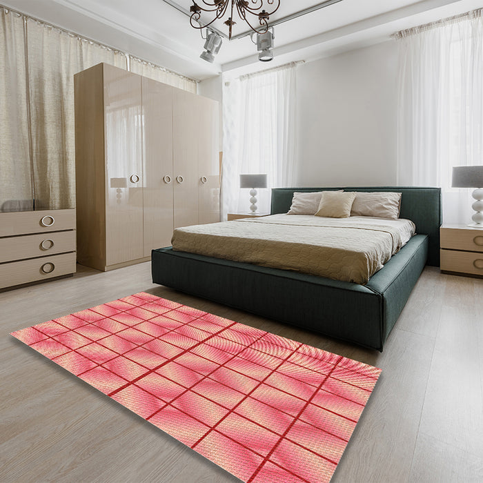 Patterned Light Salmon Rose Pink Rug in a Bedroom, pat2697org