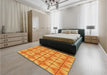 Patterned Orange Red Orange Rug in a Bedroom, pat2697yw