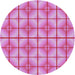 Square Machine Washable Transitional Magenta Pink Rug, wshpat2697