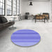 Round Patterned Purple Mimosa Purple Rug in a Office, pat2698blu