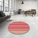 Round Patterned Crimson Red Rug in a Office, pat2698brn