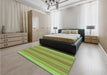 Patterned Dark Yellow Green Rug in a Bedroom, pat2698grn