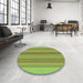 Round Patterned Dark Yellow Green Rug in a Office, pat2698grn