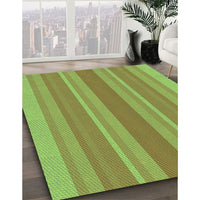 Patterned Dark Yellow Green Rug, pat2698grn