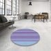 Round Patterned Denim Blue Rug in a Office, pat2698lblu