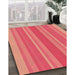 Patterned Red Rug in Family Room, pat2698org