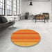 Round Patterned Scarlet Red Rug in a Office, pat2698yw