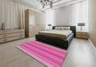 Machine Washable Transitional Deep Pink Rug in a Bedroom, wshpat2698