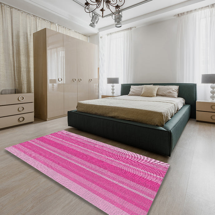 Machine Washable Transitional Deep Pink Rug in a Bedroom, wshpat2698