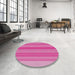 Round Patterned Deep Pink Novelty Rug in a Office, pat2698