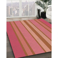 Patterned Crimson Red Rug, pat2699brn