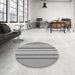 Round Patterned Cloud Gray Rug in a Office, pat2699gry