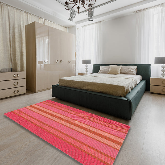 Patterned Red Rug in a Bedroom, pat2699org