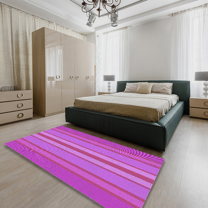 Patterned Fuchsia Magenta Purple Rug in a Bedroom, pat2699pur
