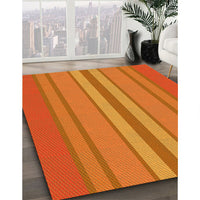 Patterned Neon Orange Rug, pat2699yw