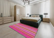 Machine Washable Transitional Deep Pink Rug in a Bedroom, wshpat2699