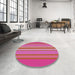 Round Patterned Deep Pink Novelty Rug in a Office, pat2699