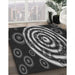 Patterned Mid Gray Novelty Rug in Family Room, pat269