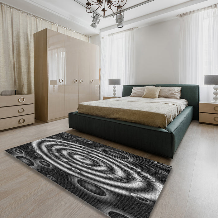 Machine Washable Transitional Midnight Gray Rug in a Bedroom, wshpat269