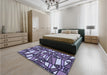 Patterned Blue Rug in a Bedroom, pat270blu