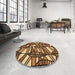 Round Patterned Orange Rug in a Office, pat270brn