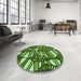 Round Patterned Green Rug in a Office, pat270grn