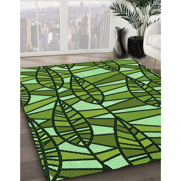 Machine Washable Transitional Green Rug in a Family Room, wshpat270grn