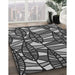 Patterned Charcoal Black Rug in Family Room, pat270gry