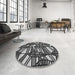 Round Patterned Charcoal Black Rug in a Office, pat270gry