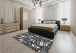 Patterned Charcoal Black Rug in a Bedroom, pat270gry