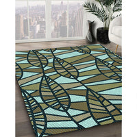 Patterned Gunmetal Green Rug, pat270lblu