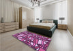 Patterned Deep Mauve Purple Rug in a Bedroom, pat270pur