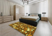 Patterned Yellow Rug in a Bedroom, pat270yw