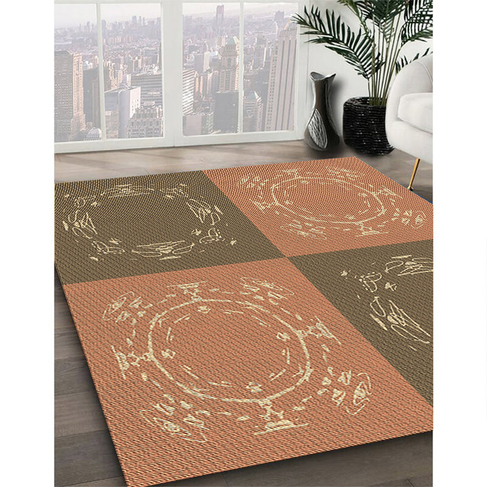 Patterned Sienna Brown Rug in Family Room, pat2700brn