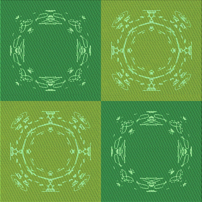 Round Patterned Green Rug, pat2700grn